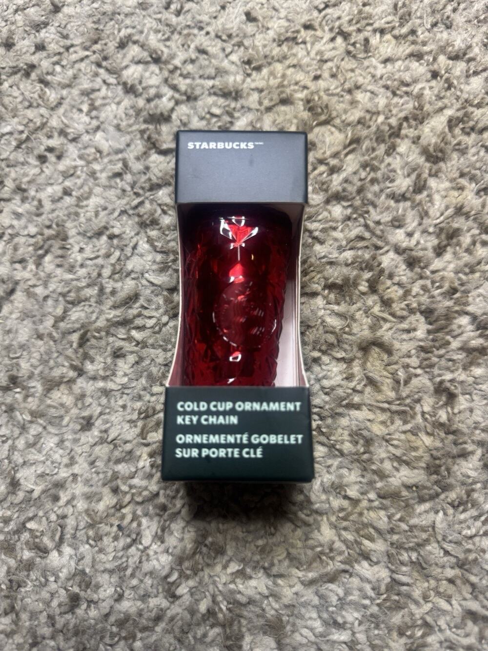 Starbucks Red Jeweled Cold Cup Ornament Keychain Holiday Christmas NIB